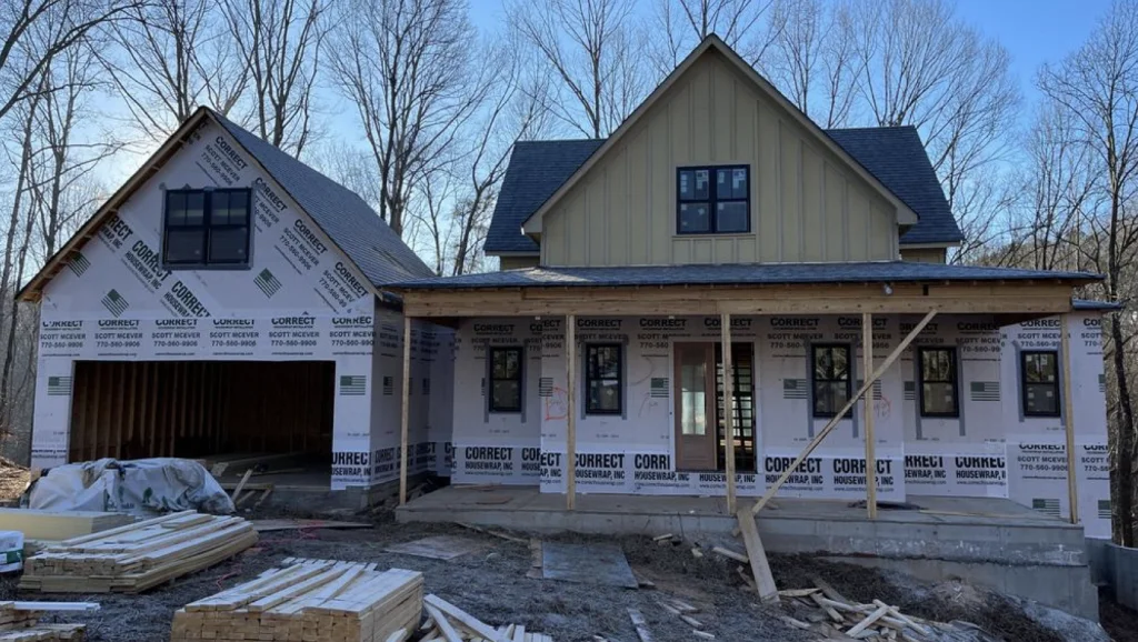A home being built just before drywall installation.